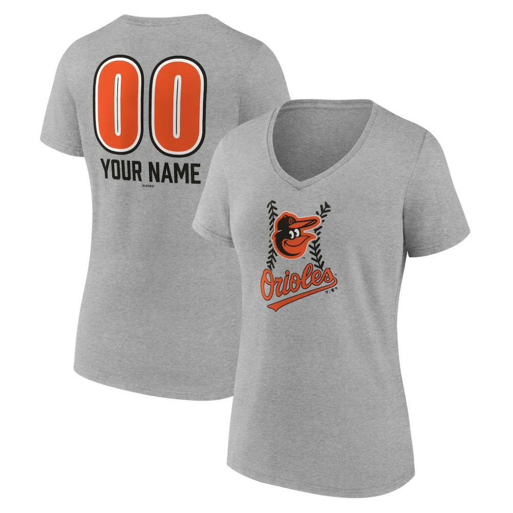 Baltimore Orioles Women's Personalized Name & Number Fastball V-Neck T-Shirt - MLB T-shirts