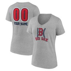 Boston Red Sox Women's Personalized Name & Number Fastball V-Neck T-Shirt - MLB T-shirts