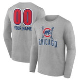 Chicago Cubs Personalized Name & Number Fastball Long Sleeve T-Shirt - MLB T-shirts