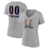 Houston Astros Women's Personalized Name & Number Fastball V-Neck T-Shirt - MLB T-shirts