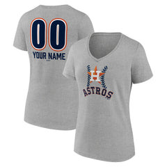 Houston Astros Women's Personalized Name & Number Fastball V-Neck T-Shirt - MLB T-shirts