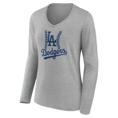 Los Angeles Dodgers Women's Personalized Name & Number Fastball Long Sleeve V-Neck T-Shirt - MLB T-shirts
