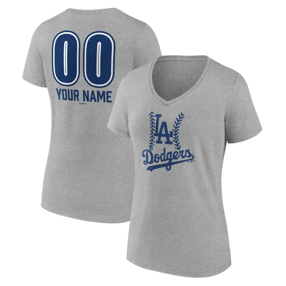 Los Angeles Dodgers Women's Personalized Name & Number Fastball V-Neck T-Shirt - MLB T-shirts