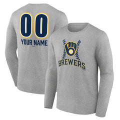 Milwaukee Brewers Personalized Name & Number Fastball Long Sleeve T-Shirt - MLB T-shirts