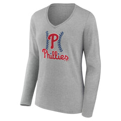 Philadelphia Phillies Women's Personalized Name & Number Fastball Long Sleeve V-Neck T-Shirt - MLB T-shirts