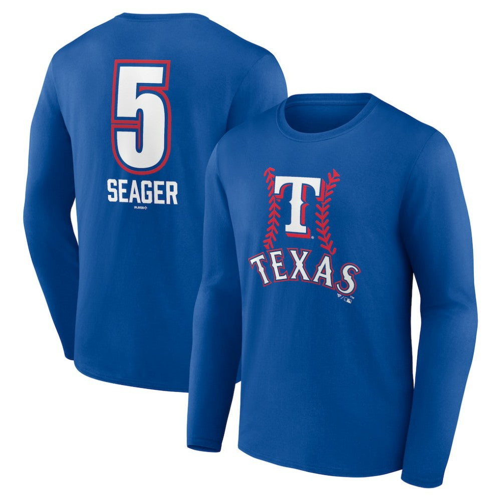 Corey Seager Texas Rangers Fastball Player Name & Number Long Sleeve T-Shirt - MLB T-shirts