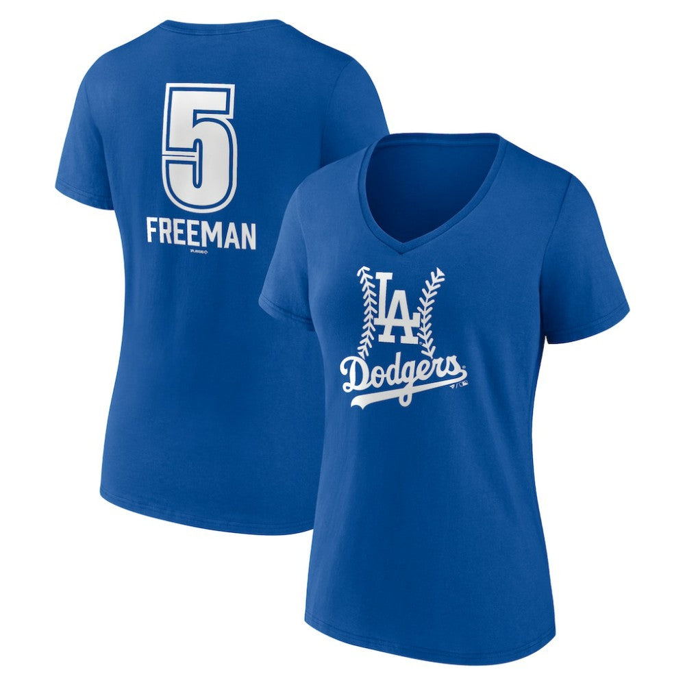 Freddie Freeman Los Angeles Dodgers Women's Fastball Player Name & Number V-Neck T-Shirt - MLB T-shirts
