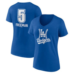 Freddie Freeman Los Angeles Dodgers Women's Fastball Player Name & Number V-Neck T-Shirt - MLB T-shirts