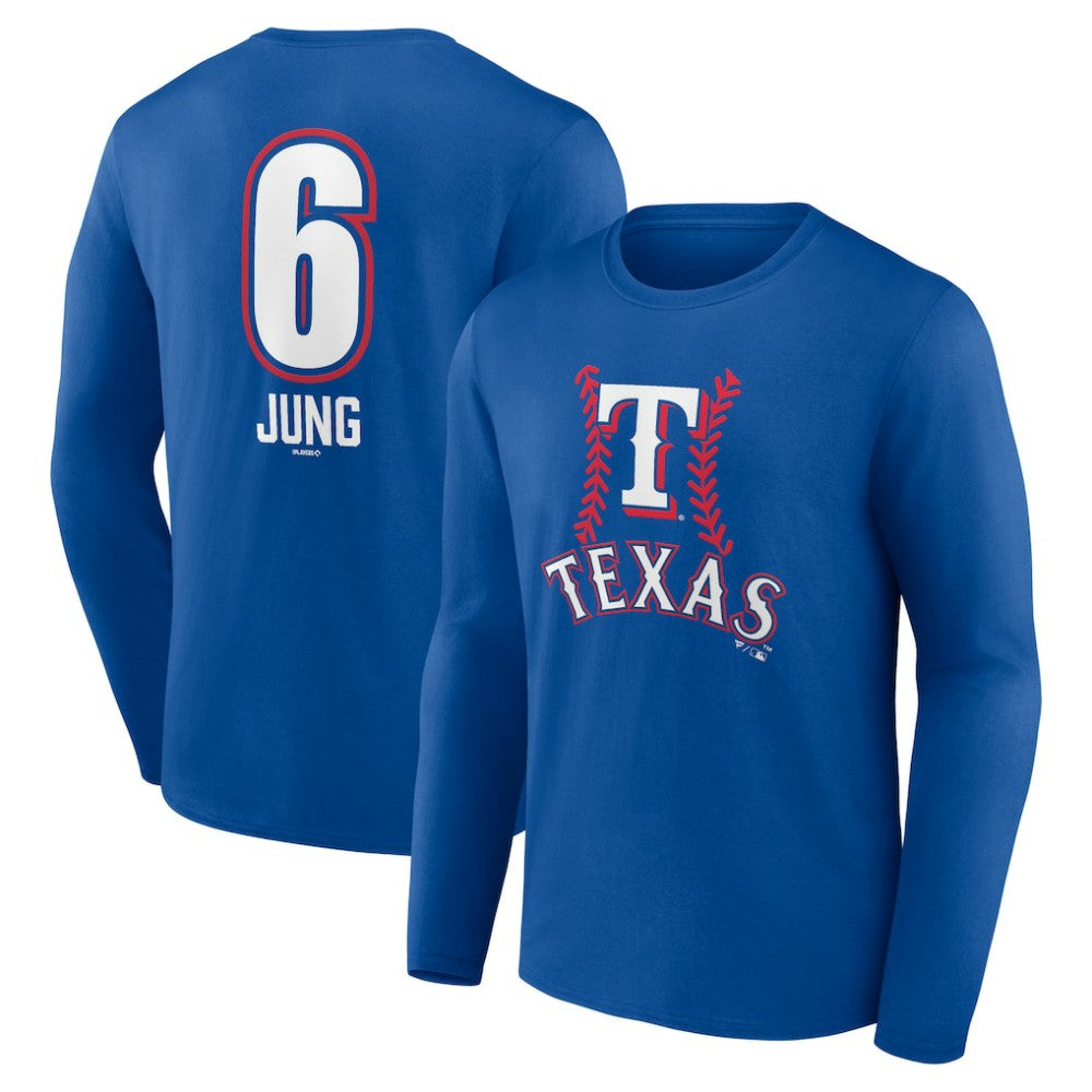 Josh Jung Texas Rangers Fastball Player Name & Number Long Sleeve T-Shirt - MLB T-shirts