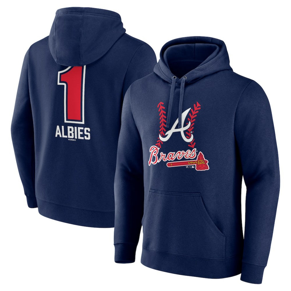 Ozzie Albies Atlanta Braves Fastball Player Name & Number Pullover Hoodie - MLB Hoodies