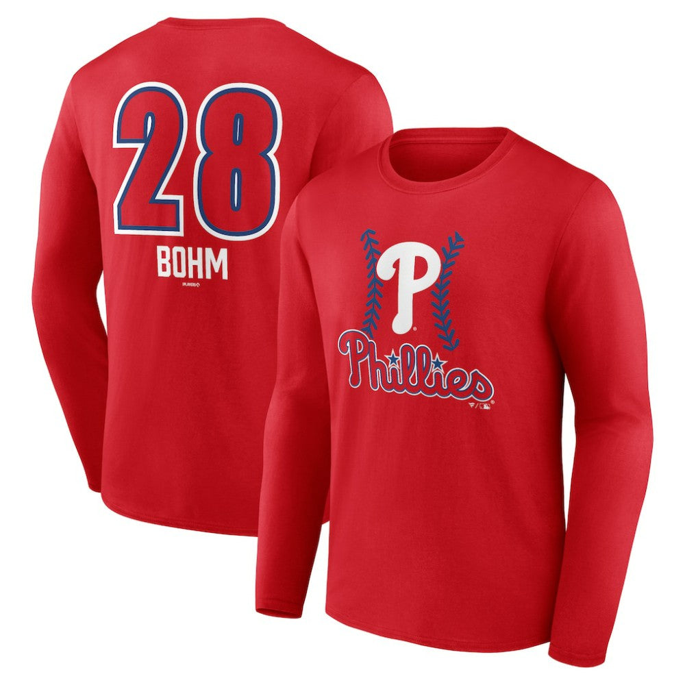 Alec Bohm Philadelphia Phillies Fastball Player Name & Number Long Sleeve T-Shirt - MLB T-shirts