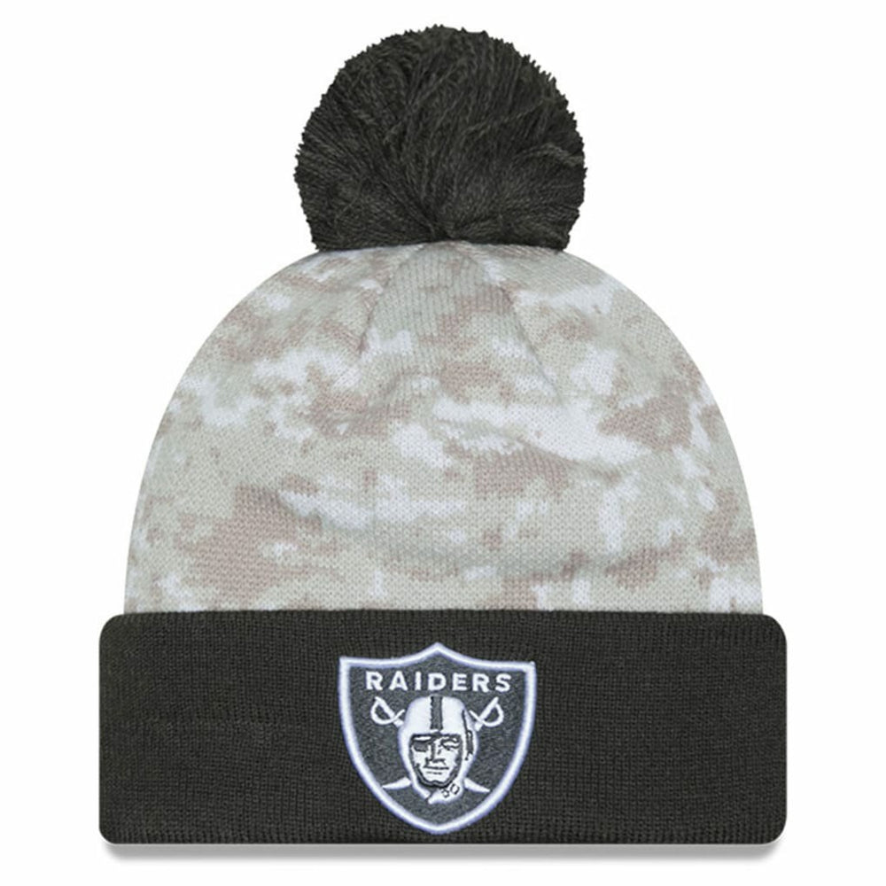 Las Vegas Raiders 2024 Salute To Service Digital Camo Cuffed Knit Hat with Pom | NFL Online