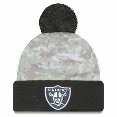 Las Vegas Raiders 2024 Salute To Service Digital Camo Cuffed Knit Hat with Pom | NFL Online