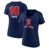 Jarren Duran Boston Red Sox Women's Fastball Player Name & Number V-Neck T-Shirt - MLB T-shirts