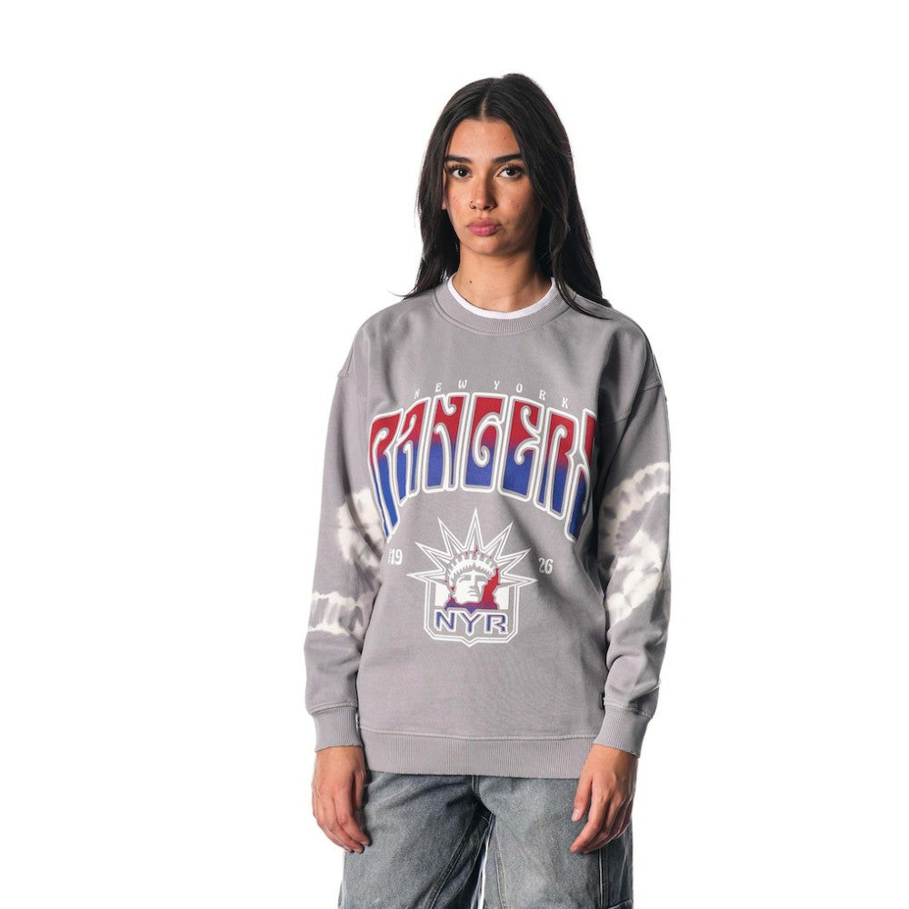 New York Rangers The Wild Collective Unisex Tie-Dye Double Collar Pullover Sweatshirt - NHL Sweatshirts