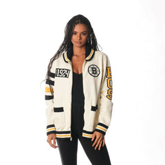 Boston Bruins The Wild Collective Unisex Jacquard Full-Zip Sweater - NHL