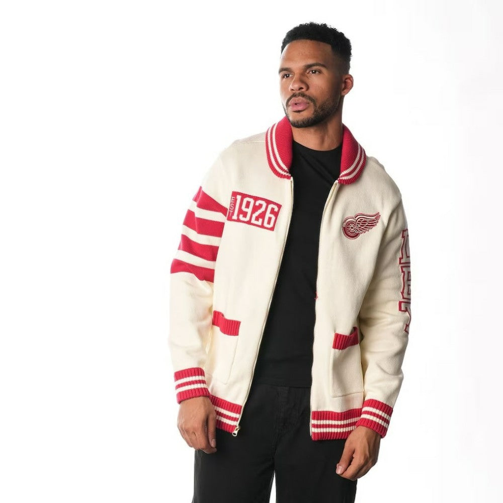 Detroit Red Wings The Wild Collective Unisex Jacquard Full-Zip Sweater - NHL