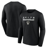 Black Brooklyn Nets Pick & Roll Coverage Long Sleeve T-Shirt | NBA