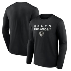 Black Brooklyn Nets Pick & Roll Coverage Long Sleeve T-Shirt | NBA
