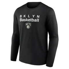 Black Brooklyn Nets Pick & Roll Coverage Long Sleeve T-Shirt | NBA