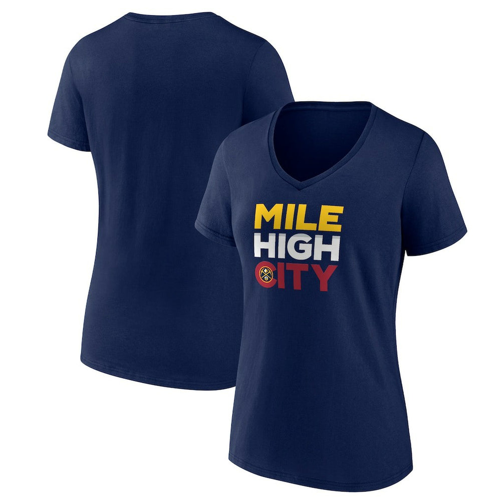 Navy Denver Nuggets Pick & Roll Coverage V-Neck T-Shirt sale | NBA