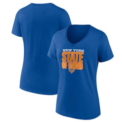Blue New York Knicks Pick & Roll Coverage V-Neck T-Shirt | NBA