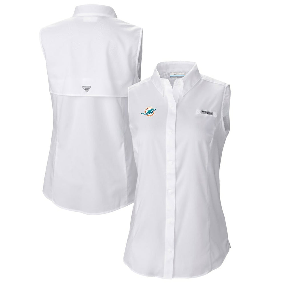 Miami Dolphins Women's PFG Tamiami Omni-Shade Sleeveless Button-Up Shirt | NFL Hot