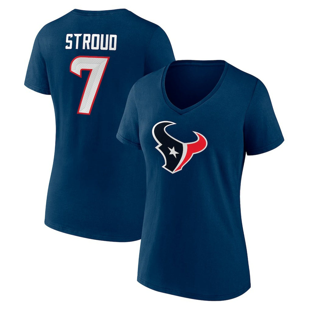 Houston Texans C.J. Stroud Women's Icon Player Name & Number V-Neck T-Shirt | NFL US