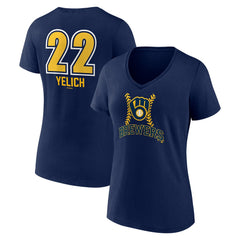 Christian Yelich Milwaukee Brewers Women's Name & Number Fastball V-Neck T-Shirt - MLB T-shirts