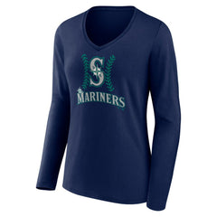 Julio Rodríguez Seattle Mariners Women's Name & Number Fastball V-Neck Long Sleeve T-Shirt - MLB T-shirts
