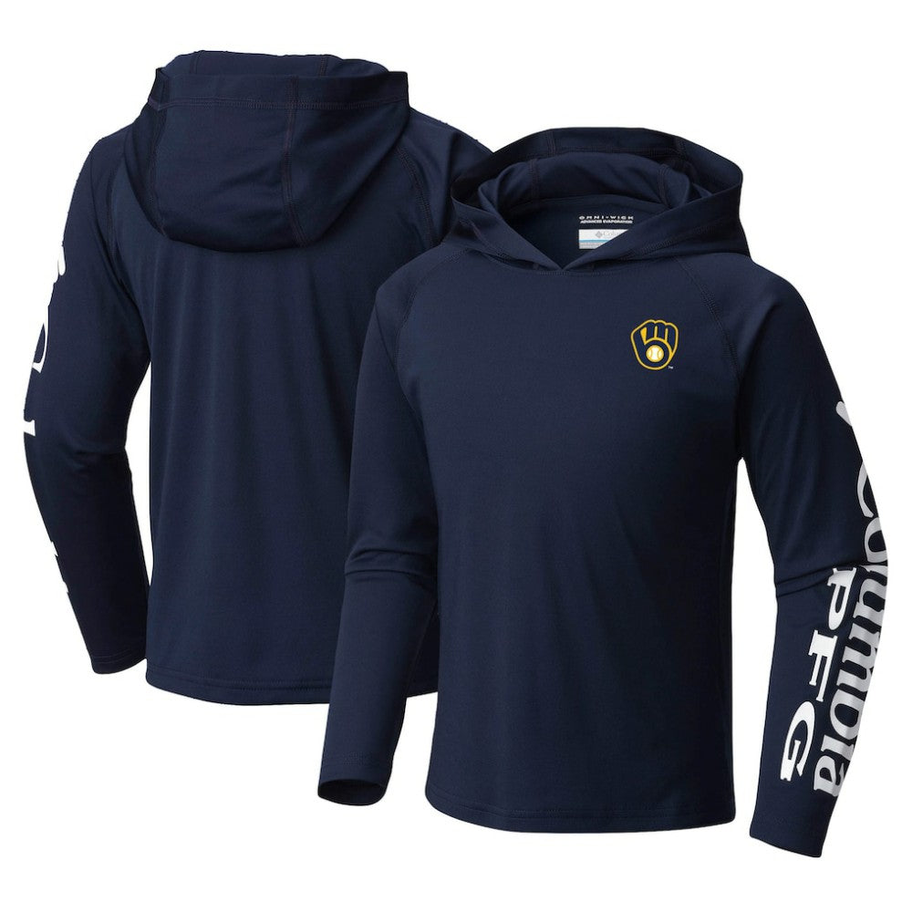 Milwaukee Brewers Columbia Youth Terminal Tackle Long Sleeve Hoodie T-Shirt - MLB Hoodies