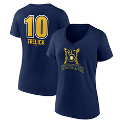 Sal Frelick Milwaukee Brewers Women's Name & Number Fastball V-Neck T-Shirt - MLB T-shirts