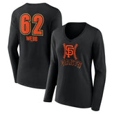 Logan Webb San Francisco Giants Women's Name & Number Fastball V-Neck Long Sleeve T-Shirt - MLB T-shirts