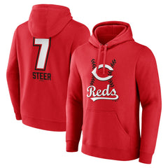 Spencer Steer Cincinnati Reds Name & Number Fastball Pullover Hoodie - MLB Hoodies