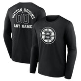 Boston Bruins Personalized Name & Number Monochrome Long Sleeve T-Shirt - NHL T-shirts