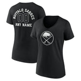 Buffalo Sabres Women's Personalized Name & Number Monochrome V-Neck T-Shirt - NHL T-shirts