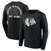 Chicago Blackhawks Personalized Name & Number Monochrome Long Sleeve T-Shirt - NHL T-shirts