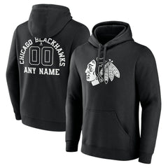 Chicago Blackhawks Personalized Name & Number Monochrome Pullover Hoodie - NHL Hoodies