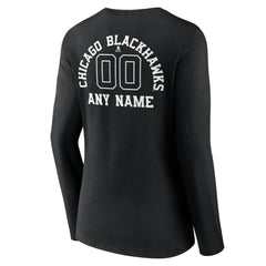 Chicago Blackhawks Women's Personalized Name & Number Monochrome Long Sleeve V-Neck T-Shirt - NHL T-shirts