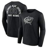 Columbus Blue Jackets Personalized Name & Number Monochrome Long Sleeve T-Shirt - NHL T-shirts