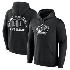 Columbus Blue Jackets Personalized Name & Number Monochrome Pullover Hoodie - NHL Hoodies