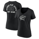 Columbus Blue Jackets Women's Personalized Name & Number Monochrome V-Neck T-Shirt - NHL T-shirts
