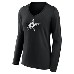 Dallas Stars Women's Personalized Name & Number Monochrome Long Sleeve V-Neck T-Shirt - NHL T-shirts