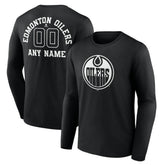 Edmonton Oilers Personalized Name & Number Monochrome Long Sleeve T-Shirt - NHL T-shirts