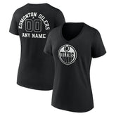 Edmonton Oilers Women's Personalized Name & Number Monochrome V-Neck T-Shirt - NHL T-shirts