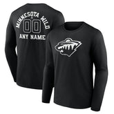 Minnesota Wild Personalized Name & Number Monochrome Long Sleeve T-Shirt - NHL T-shirts