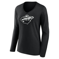 Minnesota Wild Women's Personalized Name & Number Monochrome Long Sleeve V-Neck T-Shirt - NHL T-shirts