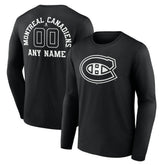 Montreal Canadiens Personalized Name & Number Monochrome Long Sleeve T-Shirt - NHL T-shirts