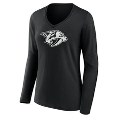 Nashville Predators Women's Personalized Name & Number Monochrome Long Sleeve V-Neck T-Shirt - NHL T-shirts