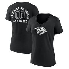 Nashville Predators Women's Personalized Name & Number Monochrome V-Neck T-Shirt - NHL T-shirts